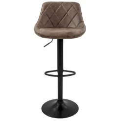 2er Set Barhocker 2x Braun Kunstlederbezug mit Rückenlehne und Fußstütze höhenverstellbar 62-82 cm ML-Design-ECD Germany