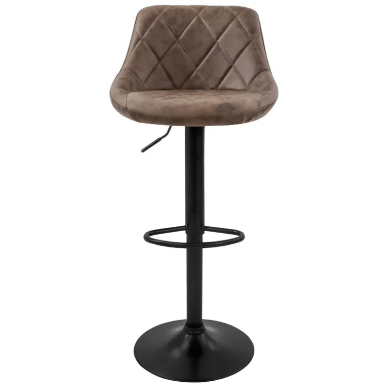 2er Set Barhocker 2x Braun Kunstlederbezug mit Rückenlehne und Fußstütze höhenverstellbar 62-82 cm ML-Design-ECD Germany