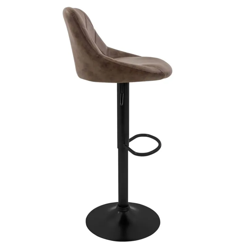 2er Set Barhocker 2x Braun Kunstlederbezug mit Rückenlehne und Fußstütze höhenverstellbar 62-82 cm ML-Design-ECD Germany