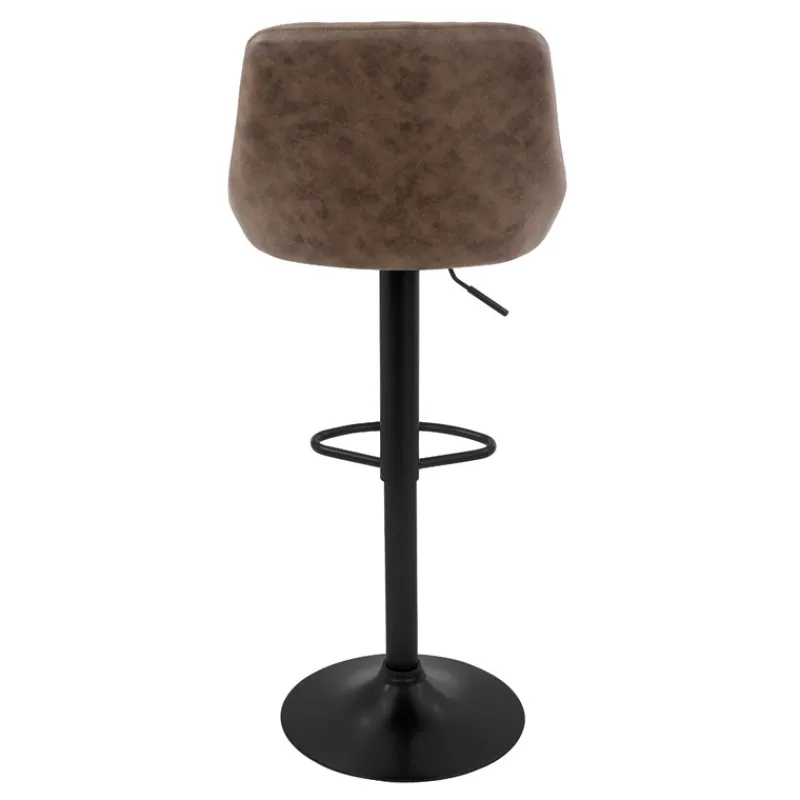 2er Set Barhocker 2x Braun Kunstlederbezug mit Rückenlehne und Fußstütze höhenverstellbar 62-82 cm ML-Design-ECD Germany