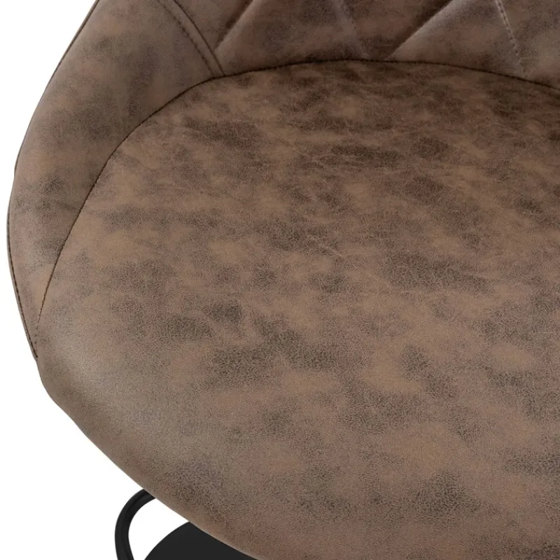 2er Set Barhocker 2x Braun Kunstlederbezug mit Rückenlehne und Fußstütze höhenverstellbar 62-82 cm ML-Design-ECD Germany