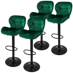2er Set Barhocker 2x Grün Samtbezug mit Rückenlehne und Fußstütze höhenverstellbar 59-79cm ML-Design-ECD Germany Hot
