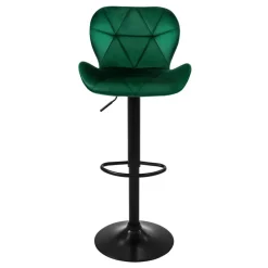 2er Set Barhocker 2x Grün Samtbezug mit Rückenlehne und Fußstütze höhenverstellbar 59-79cm ML-Design-ECD Germany Hot