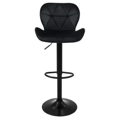 2er Set Barhocker 2x Schwarz Samtbezug mit Rückenlehne und Fußstütze höhenverstellbar 59-79cm ML-Design-ECD Germany Hot