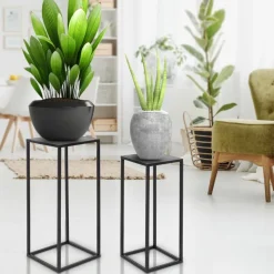 2er Set Blumenständer Schwarz aus pulverbeschichtet Metall ML-Design-ECD Germany Sale