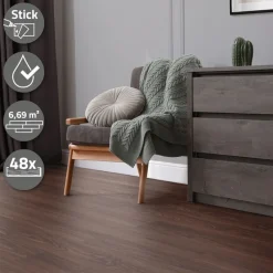 3er Set Deluxe PVC Klebevinylboden für 2,23 m² Rot-Braun Nuss 2 mm dick ML-Design-ECD Germany Clearance