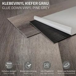 2er Set Deluxe PVC Klebevinylboden für 2,23 m² Kiefer Grau 2 mm dick ML-Design-ECD Germany Sale