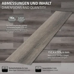 2er Set Deluxe PVC Klebevinylboden für 2,23 m² Kiefer Grau 2 mm dick ML-Design-ECD Germany Sale