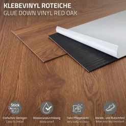 3er Set Deluxe PVC Klebevinylboden für 2,23 m² Roteiche Braun 2 mm dick ML-Design-ECD Germany