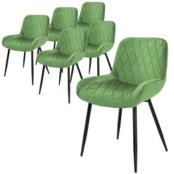 3er Set Esszimmerstühle mit Rücken- & Armlehne Salbei Samtbezug mit Metallbeinen ML-Design-ECD Germany Discount