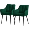 2er Set Esszimmerstuhl Dunkelgrün aus Frotteestoff mit dickem gepolsterter Sitz ML-Design-ECD Germany Hot
