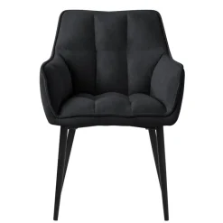 2er Set Esszimmerstuhl Schwarz aus Frotteestoff mit dickem gepolsterter Sitz ML-Design-ECD Germany Sale