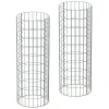 2er Set Gabione Säule rund Ø 35x100 cm Maschenweite 5x10 cm aus verzinktem Stahldraht-ECD Germany Sale