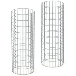 2er Set Gabione Säule rund Ø 35x100 cm Maschenweite 5x10 cm aus verzinktem Stahldraht-ECD Germany Sale