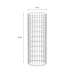 2er Set Gabione Säule rund Ø 35x100 cm Maschenweite 5x10 cm aus verzinktem Stahldraht-ECD Germany Sale