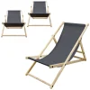 3er Set Gartenliege Holz Beachstuhl klappbarer Strandstuhl Strandliege Campingliege Sonnenliege Klappliegestuhl Anthrazit-ECD Germany Outlet