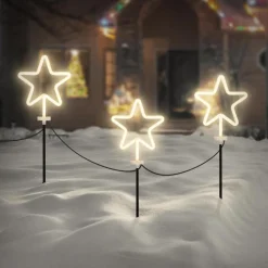 3er Set Gartenstecker Stern 58 cm für Innen & Außen Lichterkette für Weihnachten-ECD Germany Online
