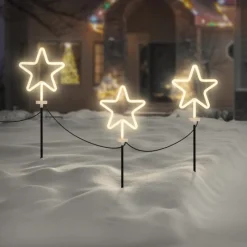 3er Set Gartenstecker Stern 58 cm für Innen & Außen Lichterkette für Weihnachten-ECD Germany Online