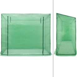 2er Set Gewächshaus mit Gitternetzfolie und Tür 200x79x168 cm Grün-ECD Germany Discount