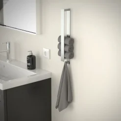 2er Set Handtuchhalter zum Kleben ohne Bohren mit Haken 42 cm Silber aus Edelstahl ML-Design-ECD Germany Discount