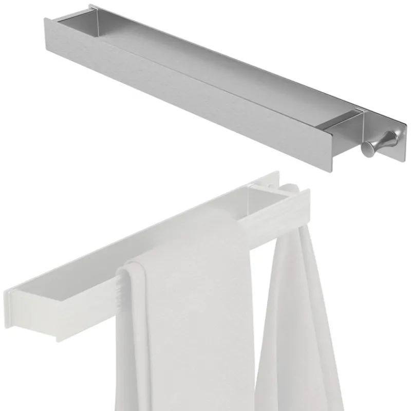 2er Set Handtuchhalter zum Kleben ohne Bohren mit Haken 42 cm Silber aus Edelstahl ML-Design-ECD Germany Discount