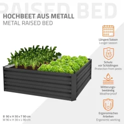 4er Set Hochbeet 90x90x30 cm Anthrazit aus Metall ML-Design-ECD Germany Online