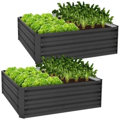 2er Set Hochbeet 90x90x30 cm Anthrazit aus Metall ML-Design-ECD Germany Sale