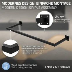 3er Set Kleiderstange Garderobe Wandmontage 30 x 90 cm Schwarz aus Stahl ML-Design-ECD Germany Clearance