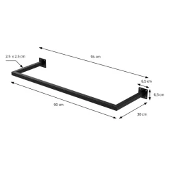 3er Set Kleiderstange Garderobe Wandmontage 30 x 90 cm Schwarz aus Stahl ML-Design-ECD Germany Clearance