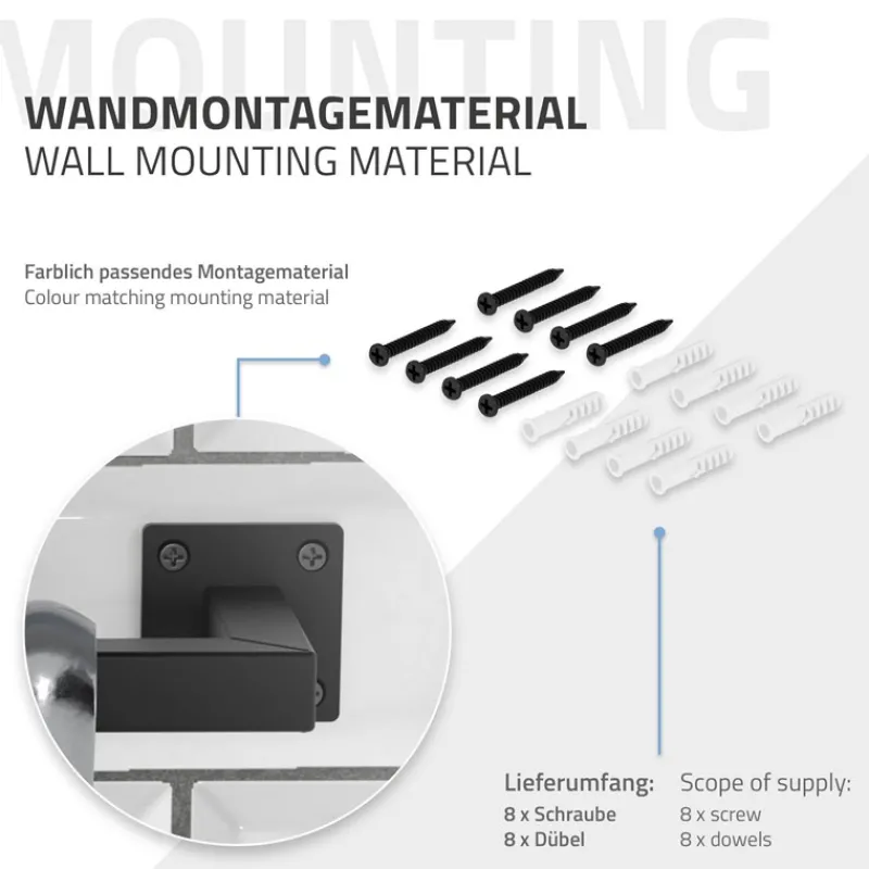 2er Set Kleiderstange Garderobe Wandmontage 30x90 cm Schwarz aus Stahl ML-Design-ECD Germany Best