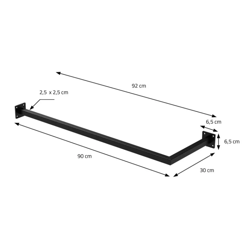 2er Set Kleiderstange Garderobe Wandmontage 30x90 cm Schwarz aus Stahl ML-Design-ECD Germany Best