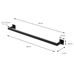 3er Set Kleiderstange Garderobe Wandmontage 12 x 90 cm Schwarz aus Stahl ML-Design-ECD Germany Sale