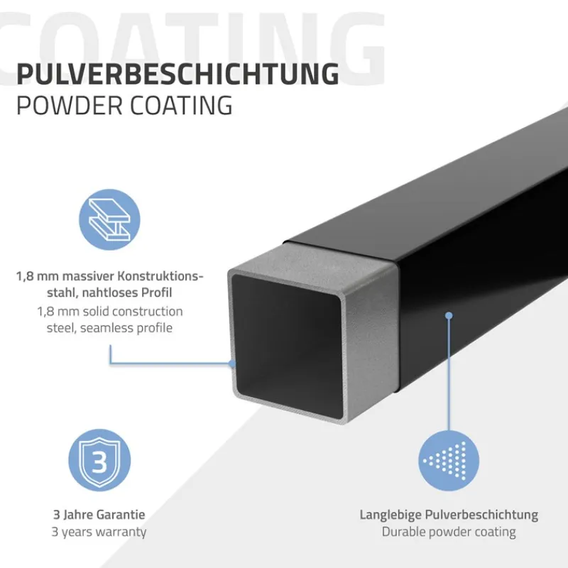 2er Set Kleiderstange Garderobe Wandmontage 12 x 60 cm Schwarz aus Stahl ML-Design-ECD Germany Sale