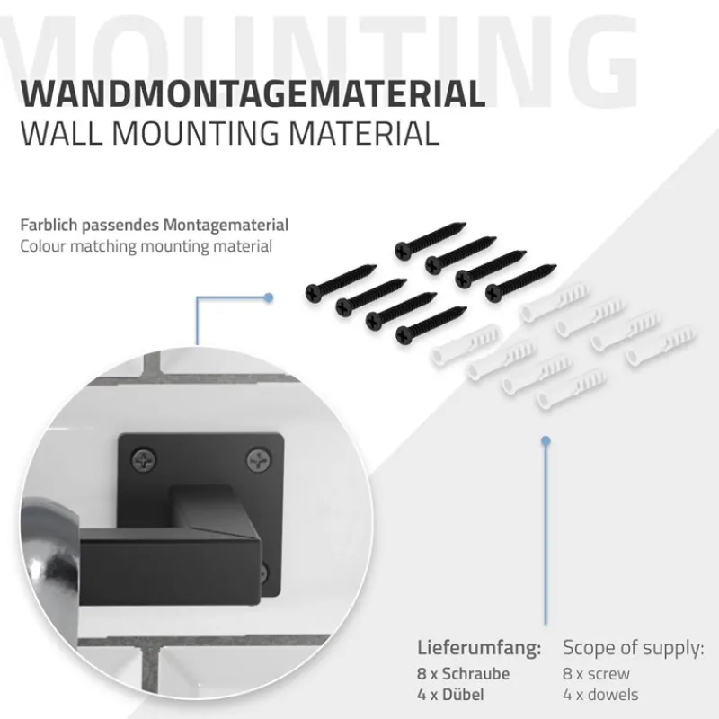 2er Set Kleiderstange Garderobe Wandmontage 12 x 60 cm Schwarz aus Stahl ML-Design-ECD Germany Sale