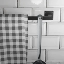 2er Set Kleiderstange Garderobe Wandmontage 12 x 60 cm Schwarz aus Stahl ML-Design-ECD Germany Sale