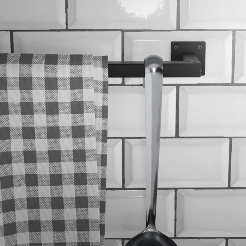 2er Set Kleiderstange Garderobe Wandmontage 12 x 60 cm Schwarz aus Stahl ML-Design-ECD Germany Sale