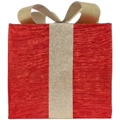 3er Set LED Deko Geschenkbox mit 90 warmweißen LEDs Rot Gold Drahtgestell batteriebetrieben mit Timer-ECD Germany Online