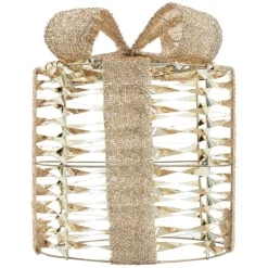 3er Set LED Weihnachtsgeschenkboxen Gold Warmweiß batteriebetrieben mit Timer-ECD Germany Best