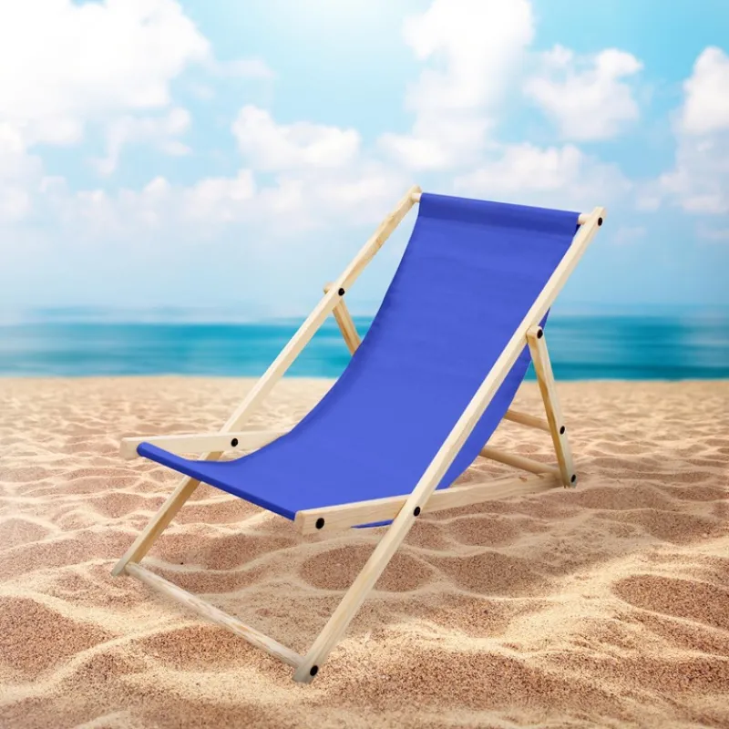 3er Set Liegestuhl klappbar Dunkelblau Holz verstellbare Rückenlehne bis 120 kg Sonnenliege Gartenliege Strandliege-ECD Germany Best