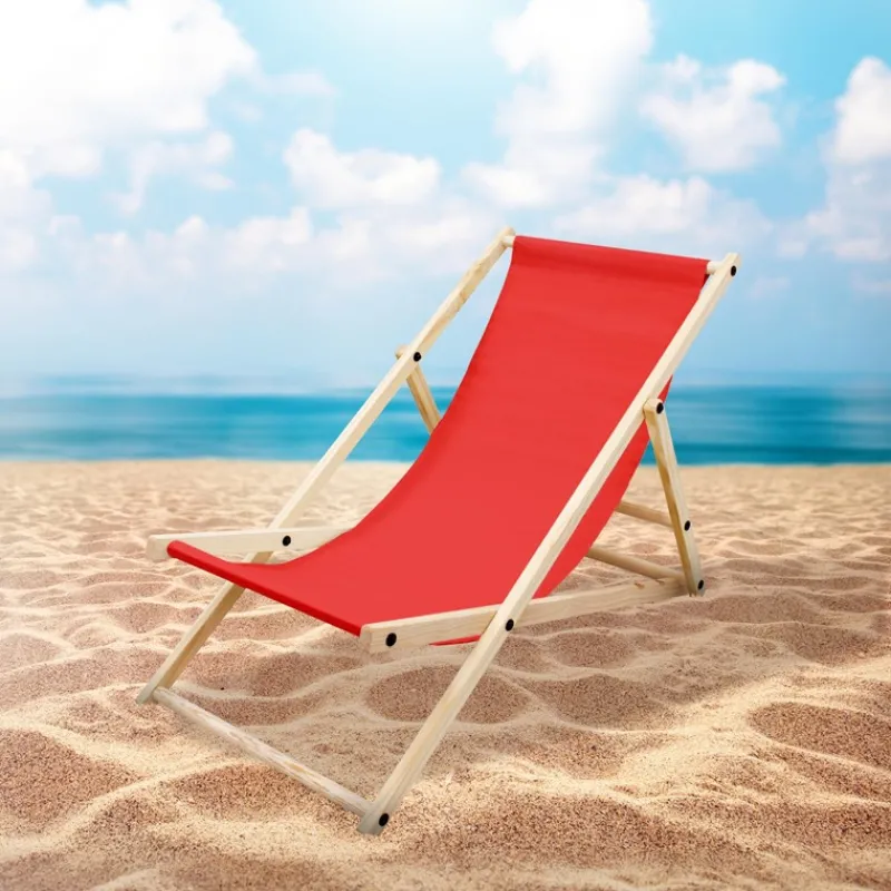 5er Set Liegestuhl klappbar Rot Holz verstellbare Rückenlehne bis 120 kg Sonnenliege Gartenliege Strandliege-ECD Germany Hot