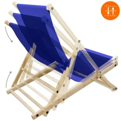 5er Set Liegestuhl klappbar Dunkelblau Holz verstellbare Rückenlehne bis 120 kg Sonnenliege Gartenliege Strandliege-ECD Germany Clearance