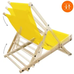 2er Set Liegestuhl klappbar Gelb Holz verstellbare Rückenlehne bis 120 kg Sonnenliege Gartenliege Strandliege-ECD Germany