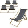 5er Set Liegestuhl klappbar Anthrazit Holz verstellbare Rückenlehne 3 Positionen bis 120 kg Sonnenliege Gartenliege Strandliege-ECD Germany Hot