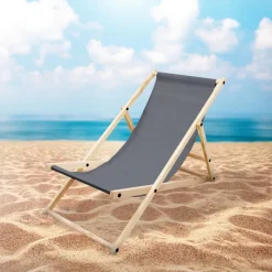 5er Set Liegestuhl klappbar Anthrazit Holz verstellbare Rückenlehne 3 Positionen bis 120 kg Sonnenliege Gartenliege Strandliege-ECD Germany Hot