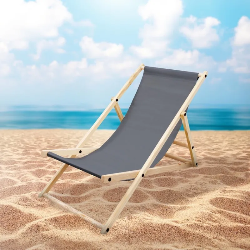 5er Set Liegestuhl klappbar Anthrazit Holz verstellbare Rückenlehne 3 Positionen bis 120 kg Sonnenliege Gartenliege Strandliege-ECD Germany Hot