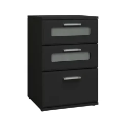 2er Set Nachttisch mit drei Schubladen 40x60x38 cm Schwarz aus Holz ML-Design-ECD Germany Sale