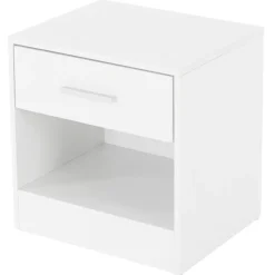 2er Set Nachttisch mit Schublade und offenem Fach 36.5x38.5x30 cm Weiß aus Holz ML-Design-ECD Germany Clearance