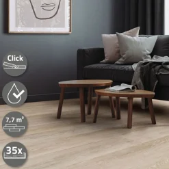 5er Set PVC Vinylboden Bodenbelag 7 Dielen 4,2mm für 1,54m² mit Klick-System Eiche Afterglow ML-Design-ECD Germany Online