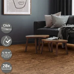 4er Set PVC Vinylboden Bodenbelag 7 Dielen 4,2mm für 1,54m² mit Klick-System Akazie ML-Design-ECD Germany Best