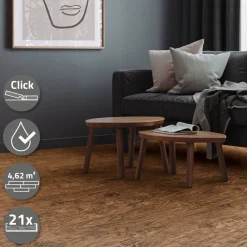 3er Set PVC Vinylboden Bodenbelag 7 Dielen 4,2mm für 1,54m² mit Klick-System Akazie ML-Design-ECD Germany Outlet